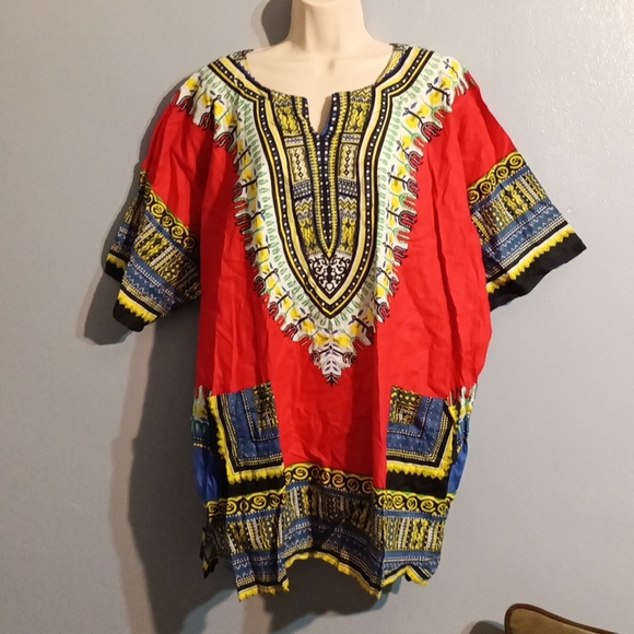 Krishma overseas women's red dashiki blouse in a one size plus - Picture 5 of 17